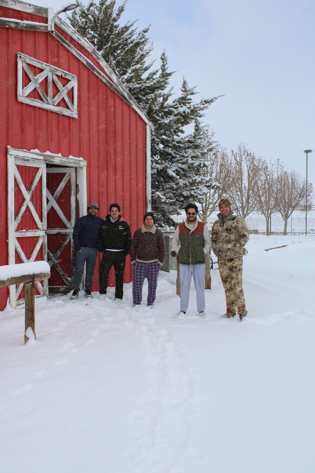 The signature red barn at El Granero in fresh snow